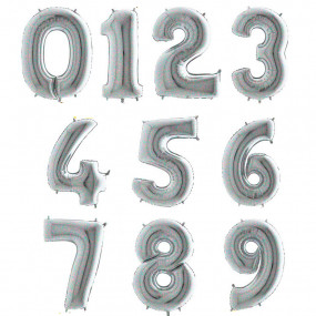 Balão Grande Número Glitter Holográfico Prateado